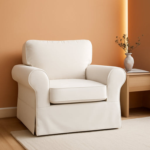 Ektorp Armchair 5 Color Cotton Cover for the IKEA Ektorp Chair Slipcover Replacement (Cotton-White)-Not Fit for Uppland Series Sofa.