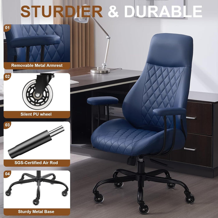 Blue Ergonomic Executive Chair With Lumbar Support
