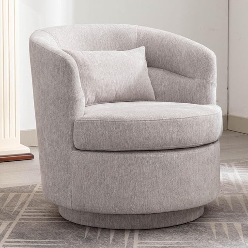 Grey 360 Degree Swivel Upholstered Accent Armchair