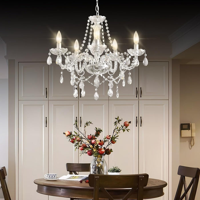Plug In White Crystal Chandelier Pendant Illumination