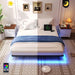 Floating Bed Frame Queen Size with Smart LED Lights & Charging Station