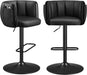360° Swivel Bar Stools Set of 2, Height Adjustable Barstools with Curved Back, Upholstered Counter Bar Stools with Footrest, Large Base, for Kitchen Island, Modern, Ink Black ULJB103B01