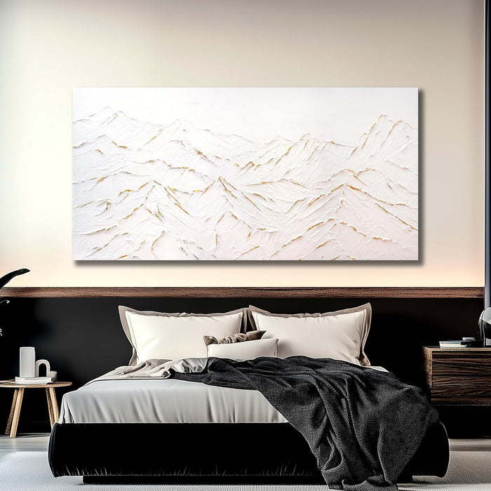 Large Abstract Mountain Wall Art White and Gold Wall Decor Aesthetic Canvas Painting Hanging Artwork for Living Room Bedroom Dining Room Office Home Decor 30X60 Inch