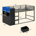 Twin Over Twin BlackPowderCoated Bunk Bed LEDLights