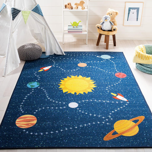 Durable Washable Rug Playhouse Collection Navy Gold