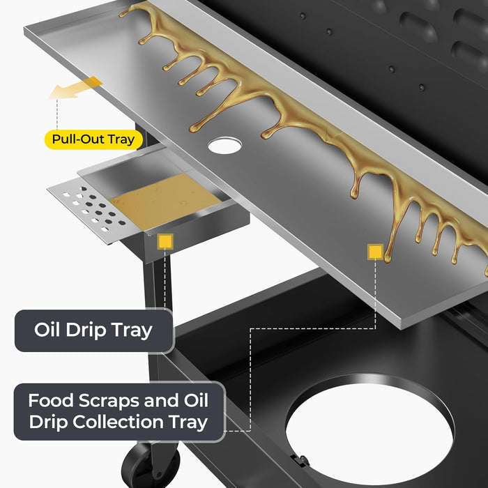 3-Burner Propane Gas Grill with Sider Burner, Stainless Steel Propane Grill 34,000BTU, Multifunction & Protable Outdoor Barbecue Grill with Casters for Camping & Parties