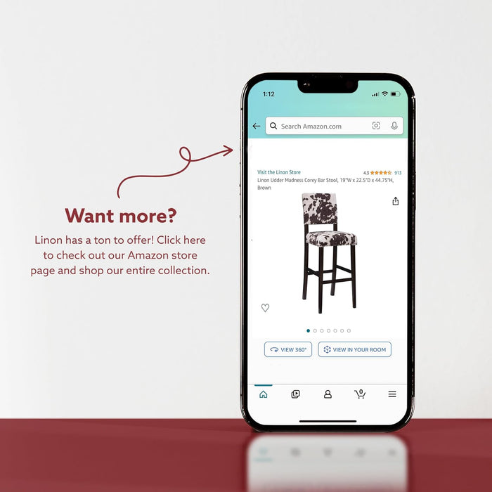 Udder Madness Corey Bar Stool, 19"W X 22.5"D X 44.75"H, Brown