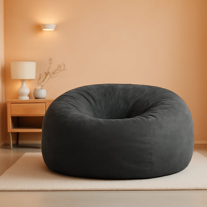 Bean Bag Chair - 5' Giant Memory Foam Lounge Chair with Soft Microfiber Cover – Cozy Furniture for Living Room, Dorm, & Kids' Rooms – Comfortable 5 Ft, Microsuede Lounge Sofa, Charcoal