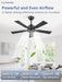 42 Inch Ceiling Fan No Light, Black Ceiling Fan without Lights, Quiet Reversible DC Motor, 6-Speeds, Small Ceiling Fan with Remote for Bedroom, Living Room, Patio, Indoor/Outdoor Use