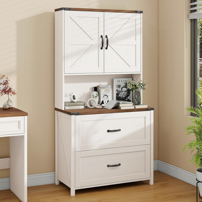 White Two Drawer Lateral File Cabinet