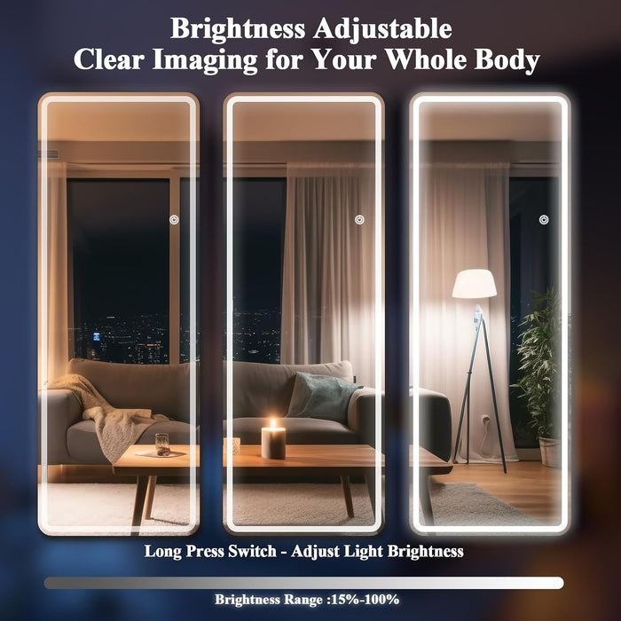 56"X20" Dimmable 3-Color LED Full Length Floor Body Mirror