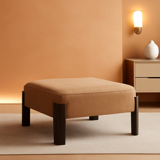 Ottoman Coffee Table, 40 Inch Large Modern Square Ottoman, Multi-Functional Chenille Footrest Stool with Solid Wood Legs, Quick Assembly, Sand