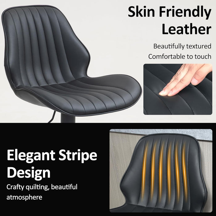 Bar Stools Set of 2, Modern 360° Swivel Faux Leather Bar Stools, 24"-32.5" Seat Height with Back, 330 Lbs Capacity, SGS Gas Lift, Upholstered Kitchen Chairs for Kitchen Island, Black