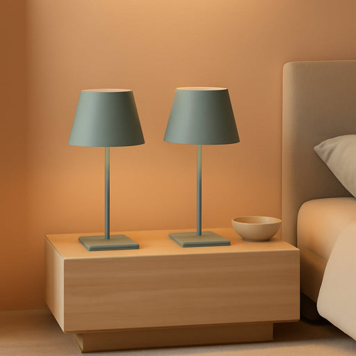 2 Pack Cordless Table Lamp,Portable LED Desk Lamp, 5000Mah Battery Operated, 3 Color Stepless Dimming Up, for Restaurant/Bedroom/Bars/Outdoor Party/Camping/Coffee Shop Night Light(Green)