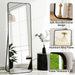56"X21" Full Length Mirror, Black Rounded Corner Aluminum Frame Floor Standing Mirror Hanging/Leaning Wall for Living Room Bedroom Cloakroom