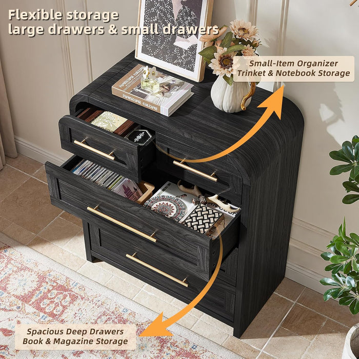 Chest of Drawers, Curved Dresser for Bedroom Small Dressers