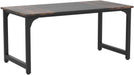 63 Inch Executive Desk TwoToneBrownBlack HeavyDuty Frame