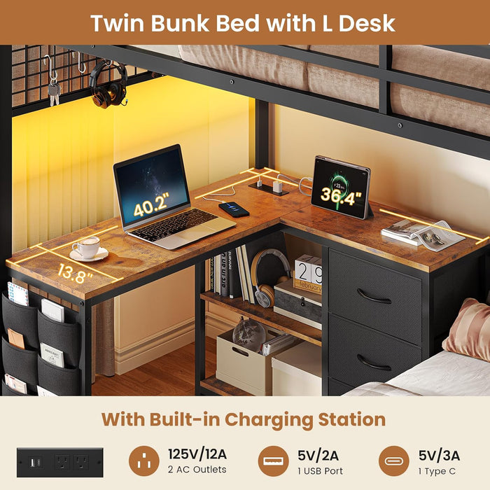 Black Twin Over Twin Bunk Bed SpaceSavingStorageSolution