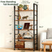 5 Tier Bookshelf, Free Standing Bookcase with Open Storage Shelves