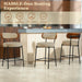Bar Stools Set of 3 Boucle Seat Chair with Wood Back | 24 Inch,Upholstered,Metal Frame,Foot Rest,Light Brown,Mid Century Modern Barstools for Kitchen Island Dining Room