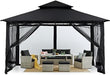 Outdoor Garden Gazebo for Patios with Stable Steel Frame and Netting Walls (10X12,Black)