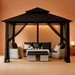 Outdoor Garden Gazebo for Patios with Stable Steel Frame and Netting Walls (10X12,Black)