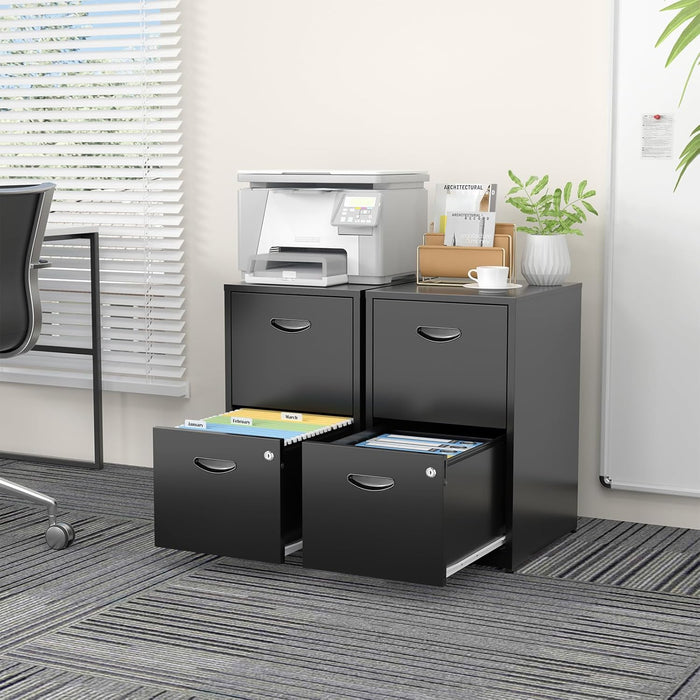 2 Drawer File Cabinets,Metal Office File Cabinet with Lock,Black
