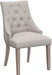 Dining Chair Beige Fabric Leisure Padded Ring Chair, Nailed Trim, Set of 2