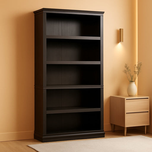Miscellaneous Storage 5 Bookcase/Book Shelf, L: 35.28" X W: 13.23" X H: 69.76", Estate Black