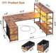 L Shaped Desk with Storage Shelves, 64.5" Reversible U Shaped Office Desk with 3 Fabric Drawers, Gaming Desk with Power Outlet & LED Strip for Home Office, Rustic Brown