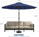 11FT Solar Patio Umbrella with Lights, Outdoor Table Market Umbrella with 32 LED Lights, 8 Sturdy Ribs, Smooth Crank Lift for Pool, Deck and Garden, Uv-Resistant