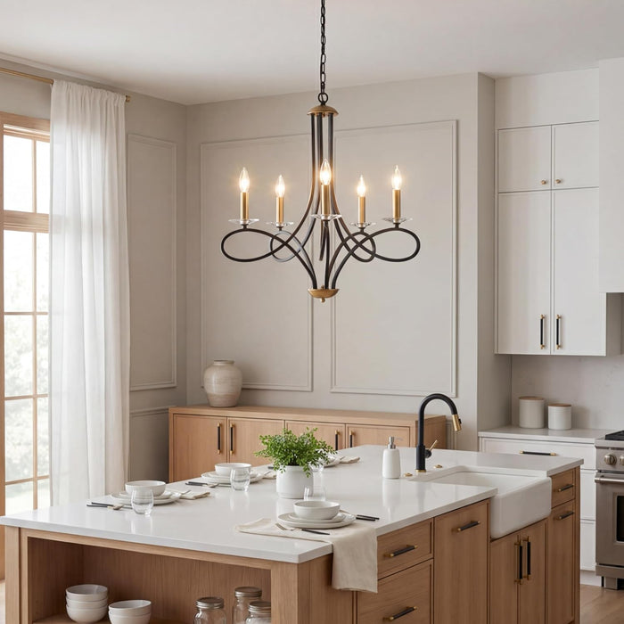 Black Brass Five Light Chandelier CeilingMount Fixture
