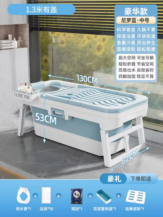 Portable Folding Bathtub for Adults Hot Bath Spa Plastic Bathtubs Children Swimming Pool Bucket Sauna Lid Cover House Bath Tub Z