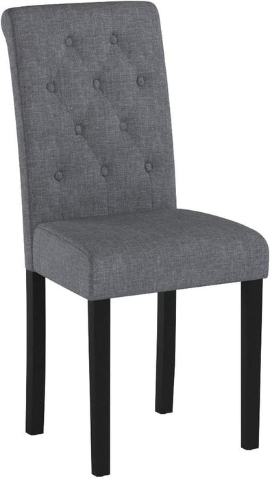 Set of 2 Upholstered Fabric Dining Chairs with Button-Tufted Details Living Room Chairs (Gray)