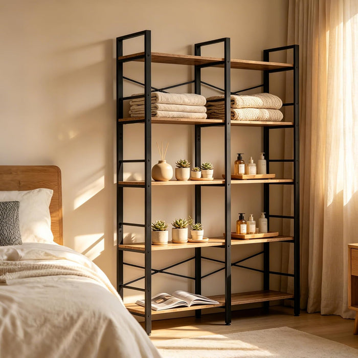 5 Tier Bookshelf, Bookcase with 10 Open Display Shelves