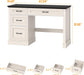 Farmhouse 47" Executive Desk with 3 Drawers and Adjustable File Drawer, Workspace for Home Office and Study, Black.