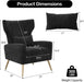 Black Velvet Wingback Chair Upholstered With Pillow
