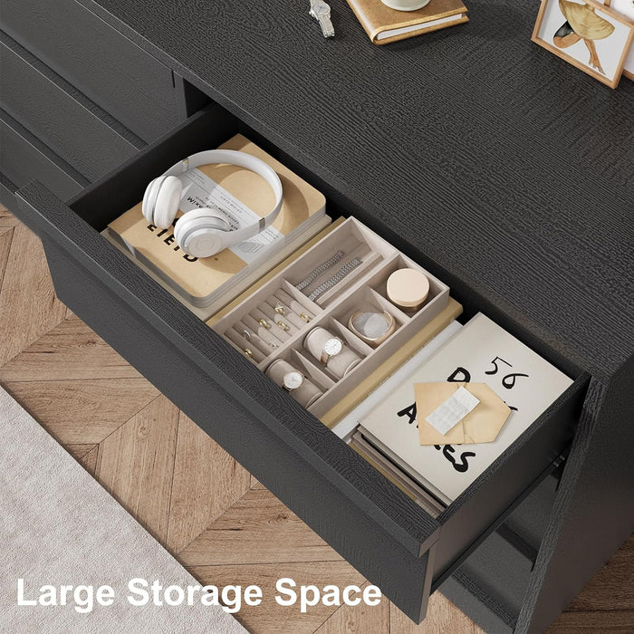 6 Drawer Dresser for Bedroom, 47In Wide Natural Oak 6 Chest of Drawers with Large Storage, Wooden Dresser Organizer Closet for Living Room, Entryway, Nursery