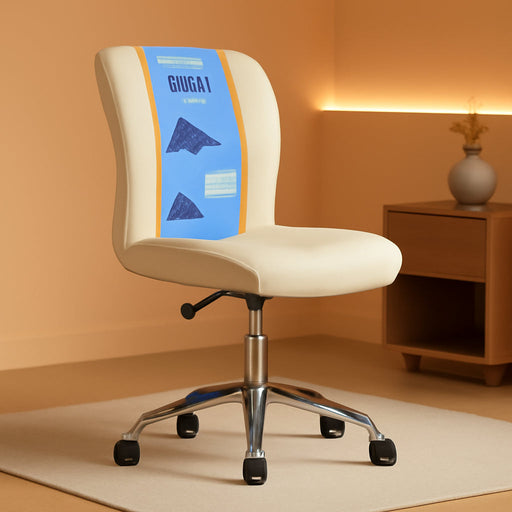 Essential Armless Deskchair, Small Task Chair with Wheels, Breathable Mesh Back, quality Foam Cushion Seat for Comfort, Functional, Lightweight and Versatile, Cream White