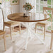 47.2 Inch round Dining Table for 4 | Farmhouse Wood Kitchen Table, Circle Dinner Table for Kitchen & Dining Room, Walnut & White