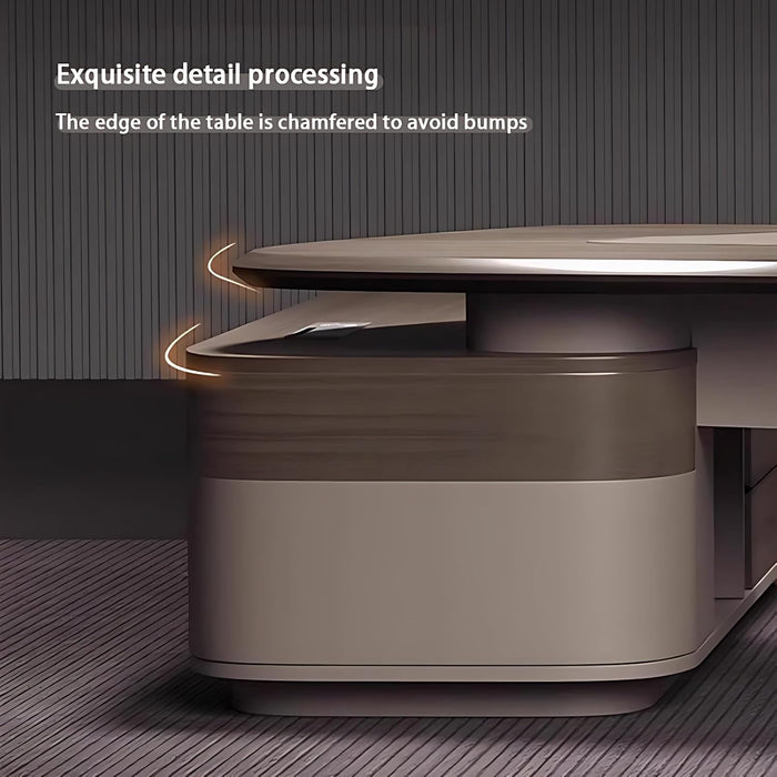 L Shaped SolidWood Desk With HiddenCableHole 141.7In