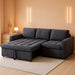 85 Inch Modular Sectional Sofa with Pull Out Bed, Chenille L Shaped Sectional Sofa with USB Ports/Reclining Backrest/Storage Seats, Tool-Free Assembly, Sofa Couch for Living Room Dark Grey