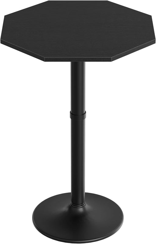 Black Bar Table, Modern Pub Table with Sturdy Metal Base, Octagonal Bar Height Cocktail Table, for Kitchen, Living Room, Small Spaces, Black BK98BT01