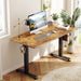 55 Inch, Height Adjustable Sit Stand Up, Wood Desktop, Work Home Office Computer PC Table, Tall Standup Workstation, Gaming Writing Study Bedroom Rising Desks, Brown