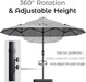 15Ft Patio Umbrella with Base,Large Outdoor Double-Sided Rectangle Umbrella with Crank Handle, Market Umbrella for Poolside Garden Deck Backyard Beach Pools, Gray