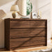 6 Drawer Walnut Dresser for Bedroom, 47.2" Wide Modern Chest of Drawers with 6 Large Storage Space with Curved Edge Design, Large Dresser for Bedroom,Walnut