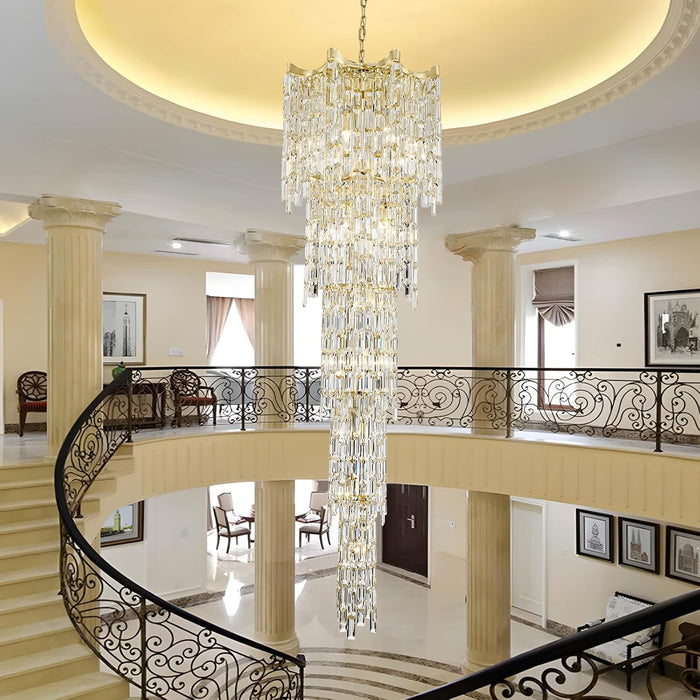 79" Large High Ceiling Chandelier, 21-Light Gold Long Staircase Chandeliers Luxury Foyer Chandelier Top K9 Crystal Tiered Ceiling Light Fixture for Staircase Entryway Hallway Living Room
