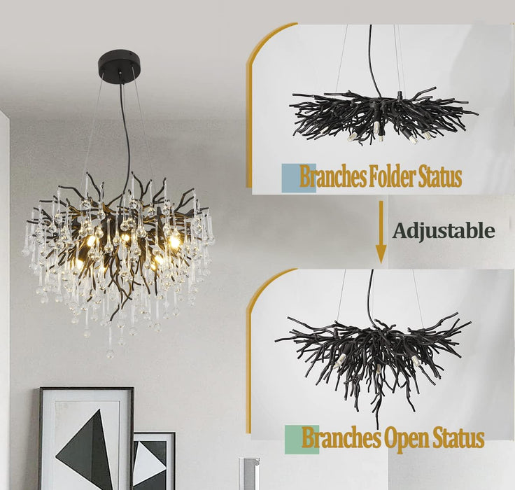 Crystal Chandeliers Adjustable Black Bronze Teardrop