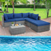 6 Pieces Outdoor Rattan Sofa Set with Seat and Back Cushions