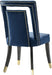 Elsie Dining Side Chair Velvet Upholstered Nailhead Trim Seat Espresso Finished Gold Tip Tapered Wood Legs Modern Transitional (Set of 2), Navy